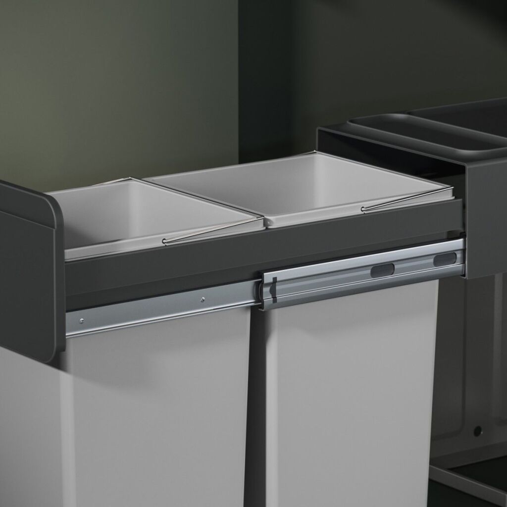 Hailo inbouwemmer eco-line duo l 2x14 l staal zwart