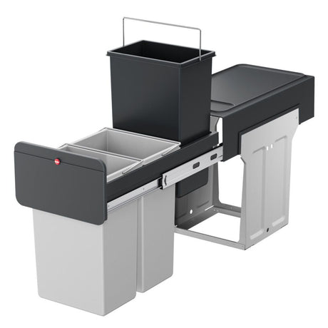 Hailo inbouwemmer eco-line trio l 3x10l staal zwart