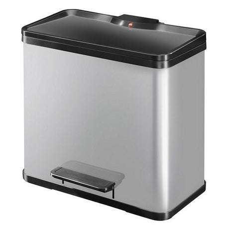 Hailo 0630-220 öko duo plus l pedalspand 17+9l rustfrit stål sølv