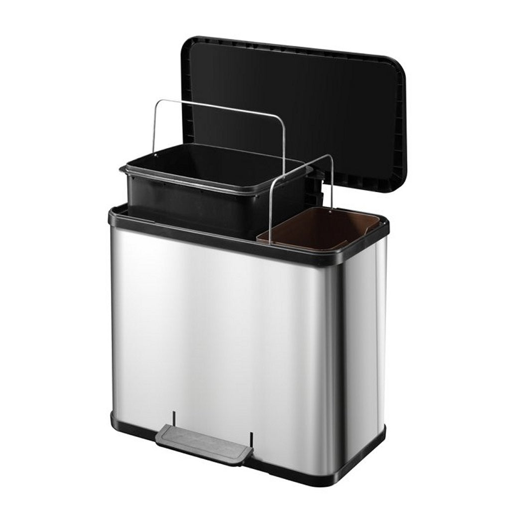 Hailo 0630-220 öko duo plus l pedalspand 17+9l rustfrit stål sølv