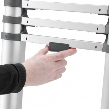Hailo t80 aluminium teleskopstige 13 trin + stabiliseringsstang 111-380 cm
