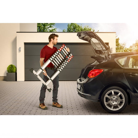 Hailo t80 aluminium teleskopstige 13 trin + stabiliseringsstang 111-380 cm