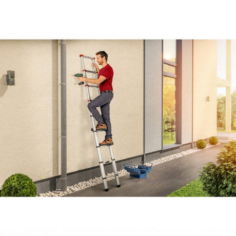 Hailo t80 aluminium teleskopstige 13 trin + stabiliseringsstang 111-380 cm