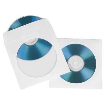 Hama CD DVD papir sleeves 100 stk hvid