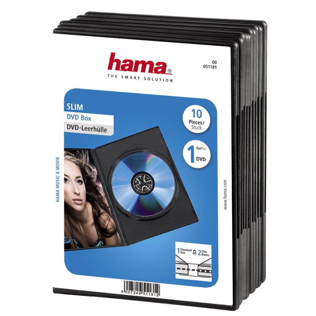 Hama DVD slim box 10-pak sort