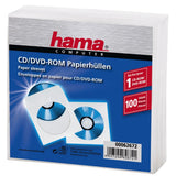 Hama CD DVD beskyttelseshylstre papir hvid 100 stk