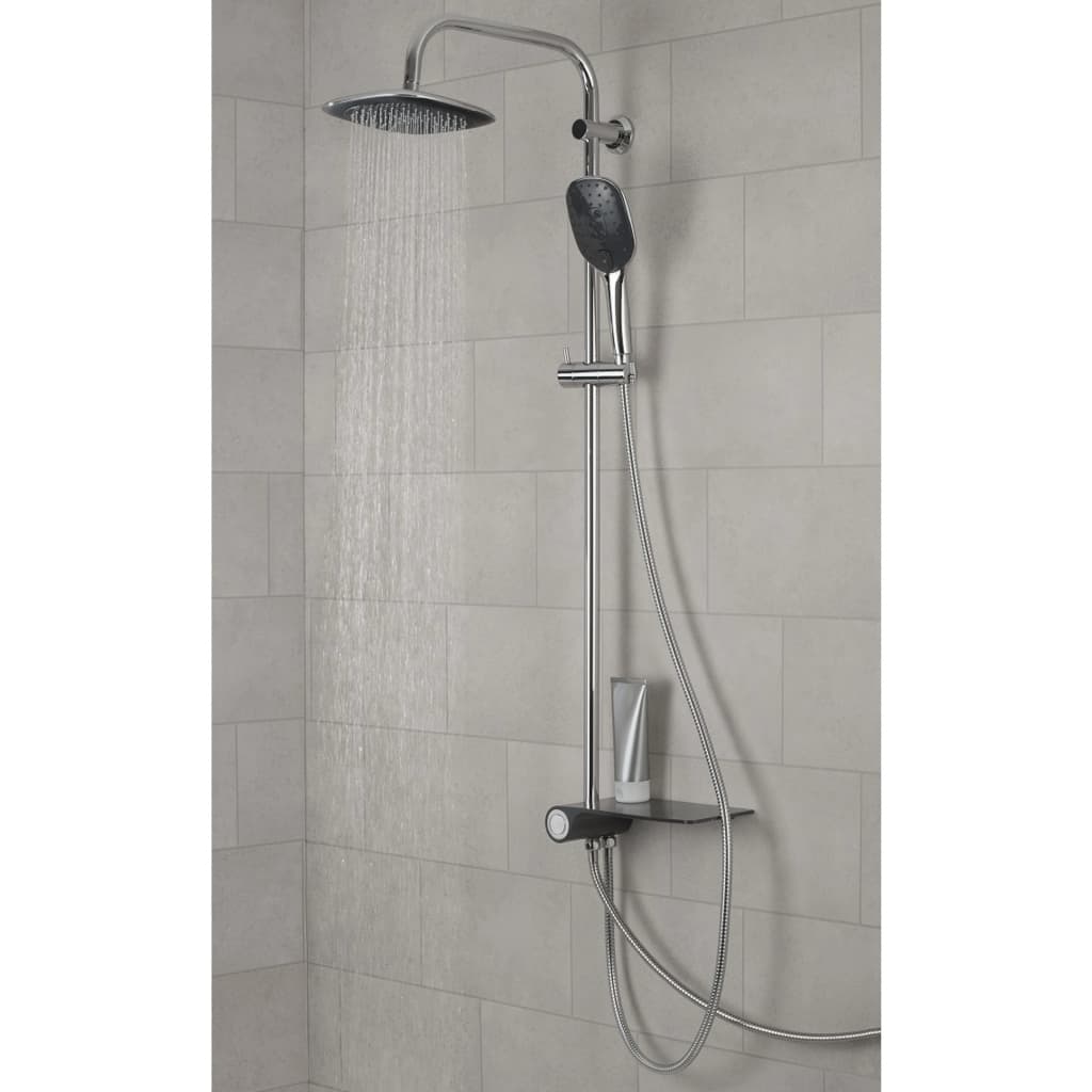Schüte Rain Shower Set med sideplateau Aquastar Chrome-farvet antracit