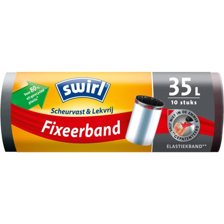 Swirl pedal skraldespandstaske med elastisk fikseringsbånd 35l rulle med 10 poser 650x635mm lavet af 80% genbrugsplast