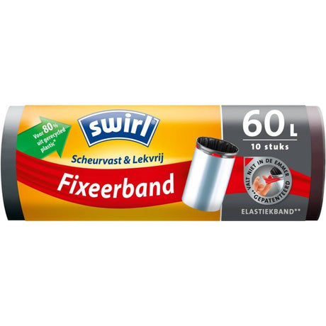 Swirl pedal skraldespandstaske med elastisk fastgørelsesbånd 60l rulle med 10 poser 680x730mm lavet af 80% genbrugsplast