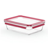 Emsa n1041100 klip og luk glasbeholder til madopbevaring 2l 11,8x6,9 cm 19,7x8 cm rød