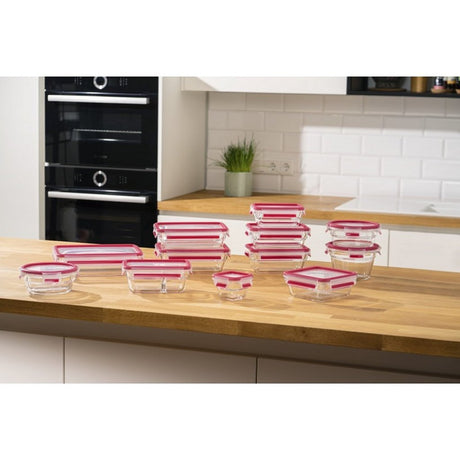 Emsa n1041100 klip og luk glasbeholder til madopbevaring 2l 11,8x6,9 cm 19,7x8 cm rød