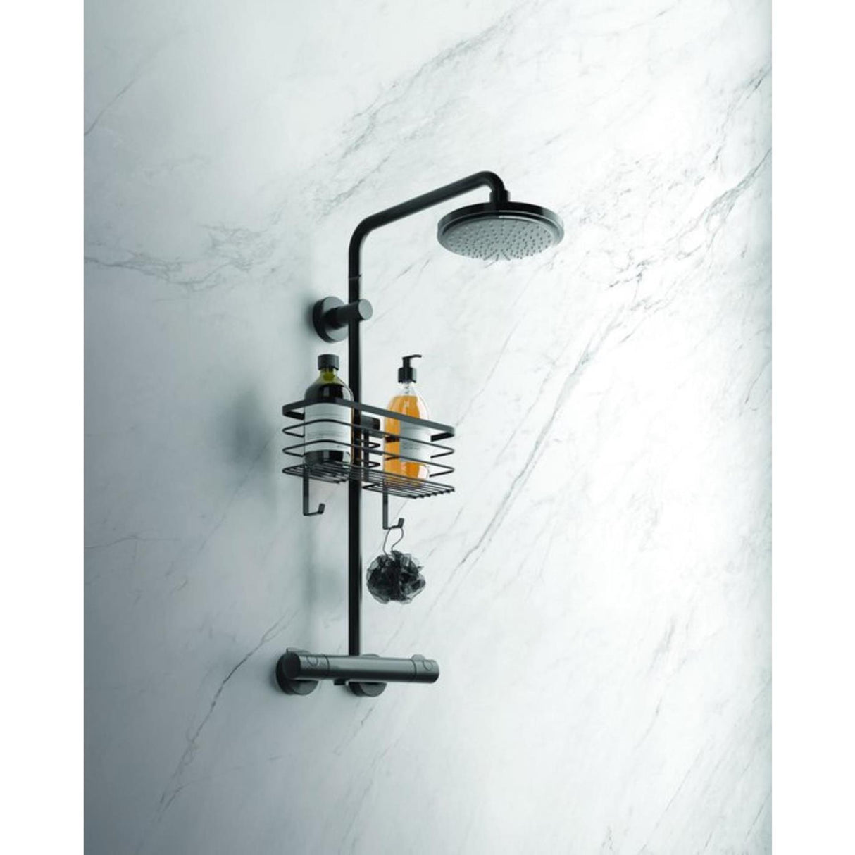Metaltex origin lava touch brusestang til brusesøjle 29x11x15cm mat sort (hæng uden boring)