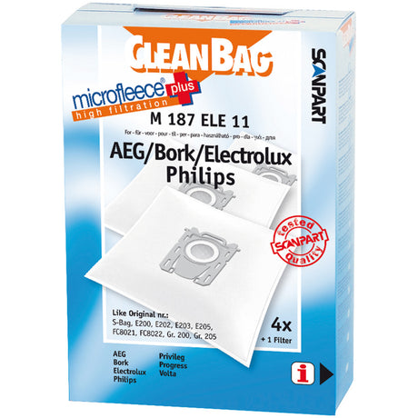 Scanpart m187ele11 microfleece+ s-bag støvpose 4 stk