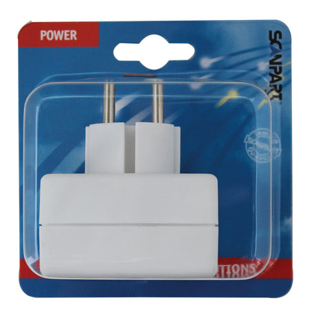 Scanpart socket splitter - adapterstik - 3-vejs - 3x euro - med beskyttelsesjord - nl