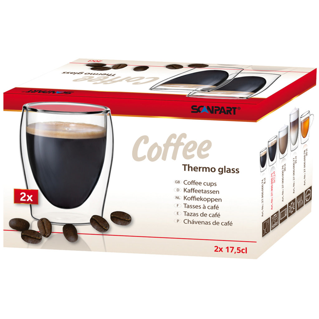 Scanpart dobbeltvæggede kaffeglas 175 ml - kaffe - lungo - dobbeltvæggede kaffeglas - 2 stk.