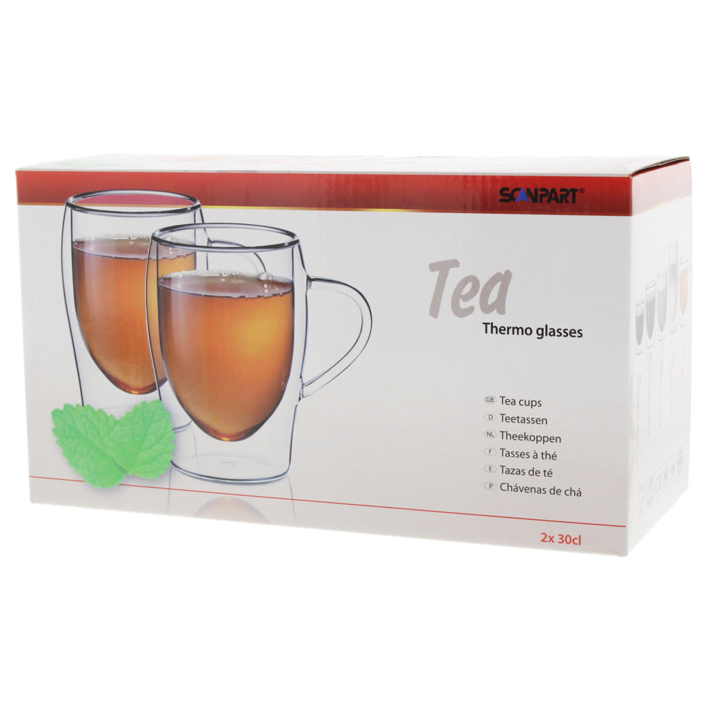 Scanpart dobbeltvæggede teglas 300 ml - te - dobbeltvæggede teglas - 2 stk.