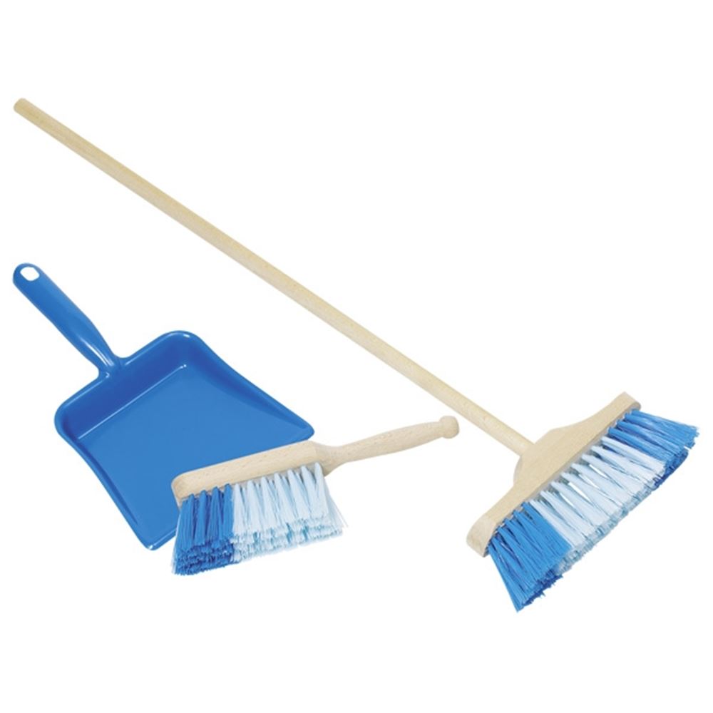 Goki plastic dustpan, hand broom and broom