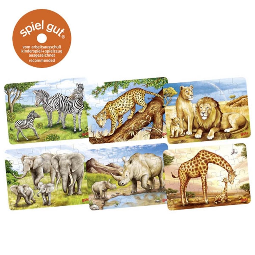 Goki mini puslespil afrikanske dyr. 16,5x12x0,