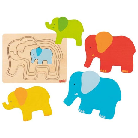 Goki lag puslespil elefant. 5 stk. 2+