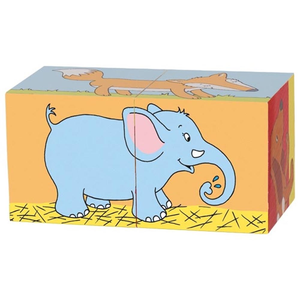 Goki kube puslespil, dyr. 2 dele. 10x5x5 cm.