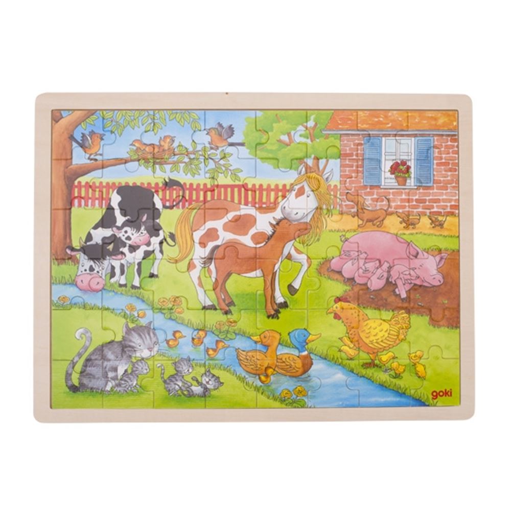 Goki-puslespil: livet på gården 40x30x0,8 cm, 48 dele, træ, 3+