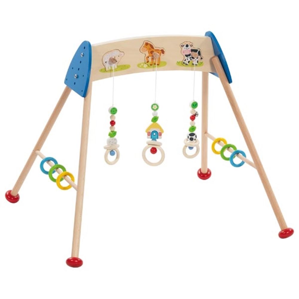 Goki Wood Baby Gym husdyr med lyd
