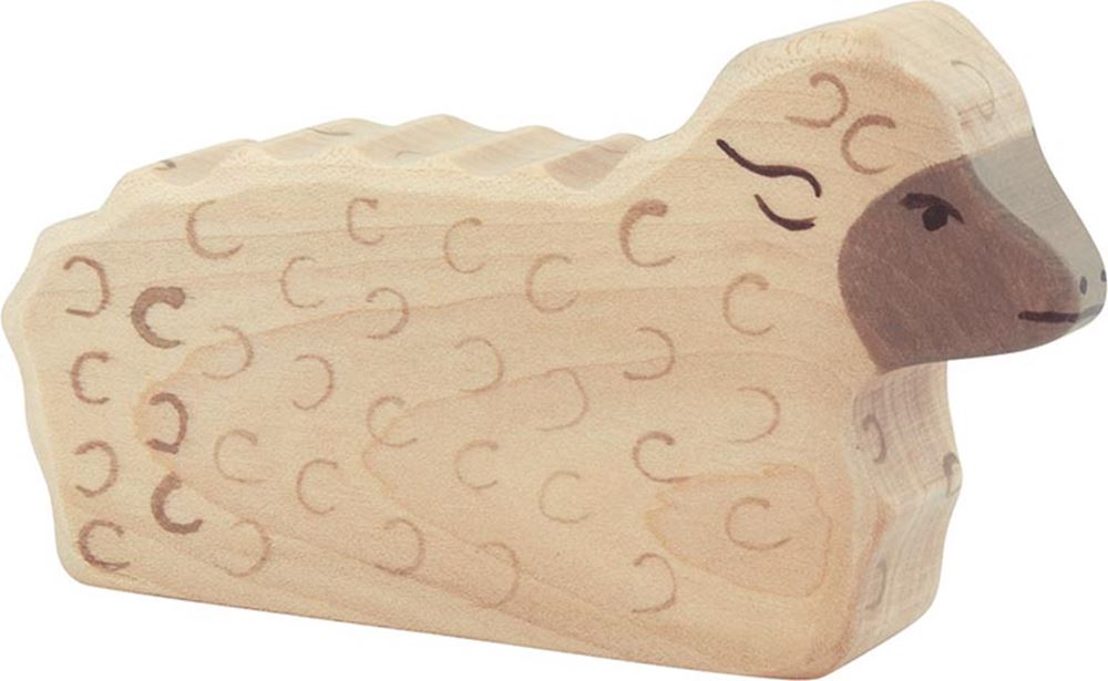 Holztiger får, liggende. 10,5 cm.