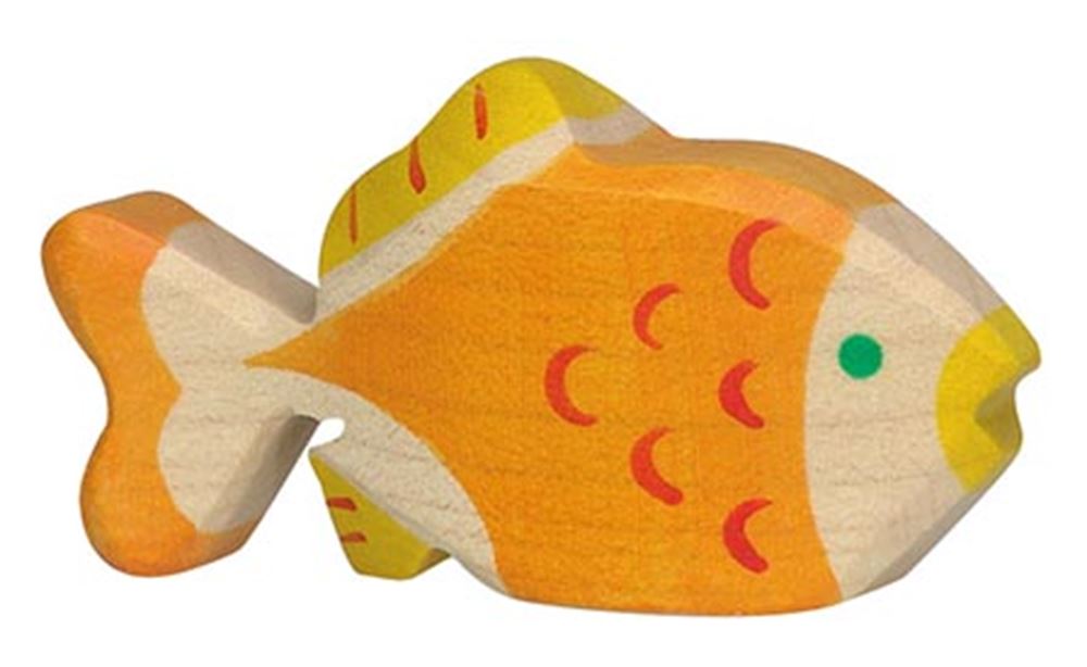 Holztiger guldfisk. 8 cm.
