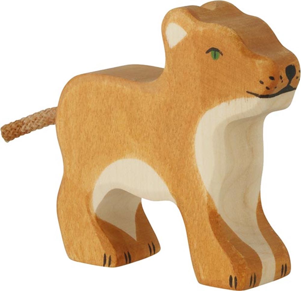 Holztiger løve, lille, stående. 6 cm.