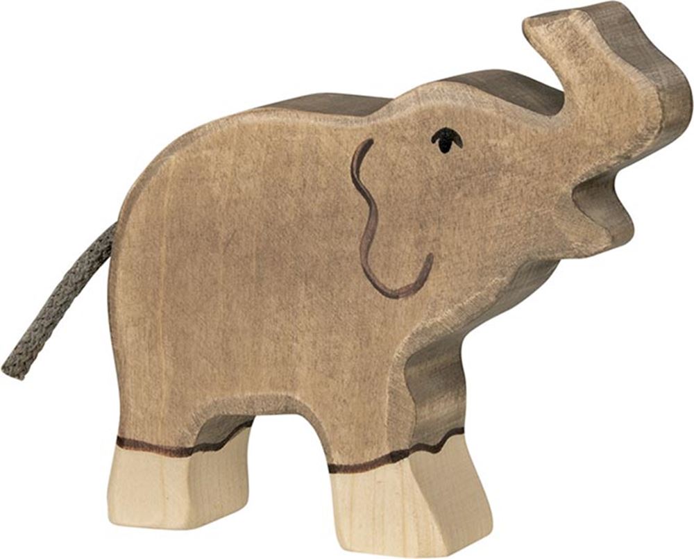 Goki holztiger elefant, lille, snabel op.