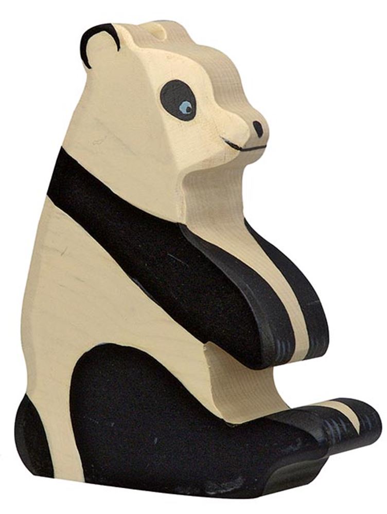 Holztiger pandabjørn, siddende. 10 cm.