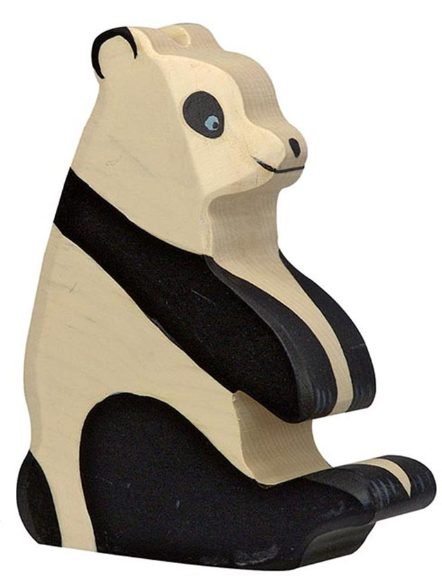Holztiger pandabjørn, siddende. 10 cm.