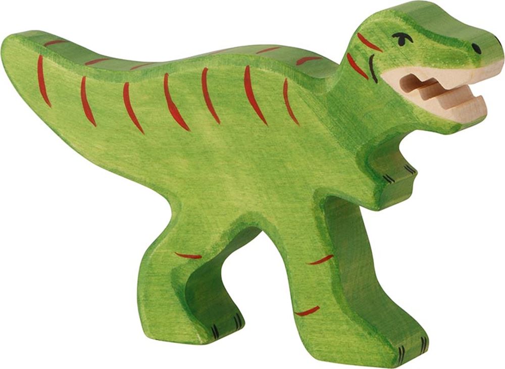 Holztiger tyrannosaurus rex. 10 cm.