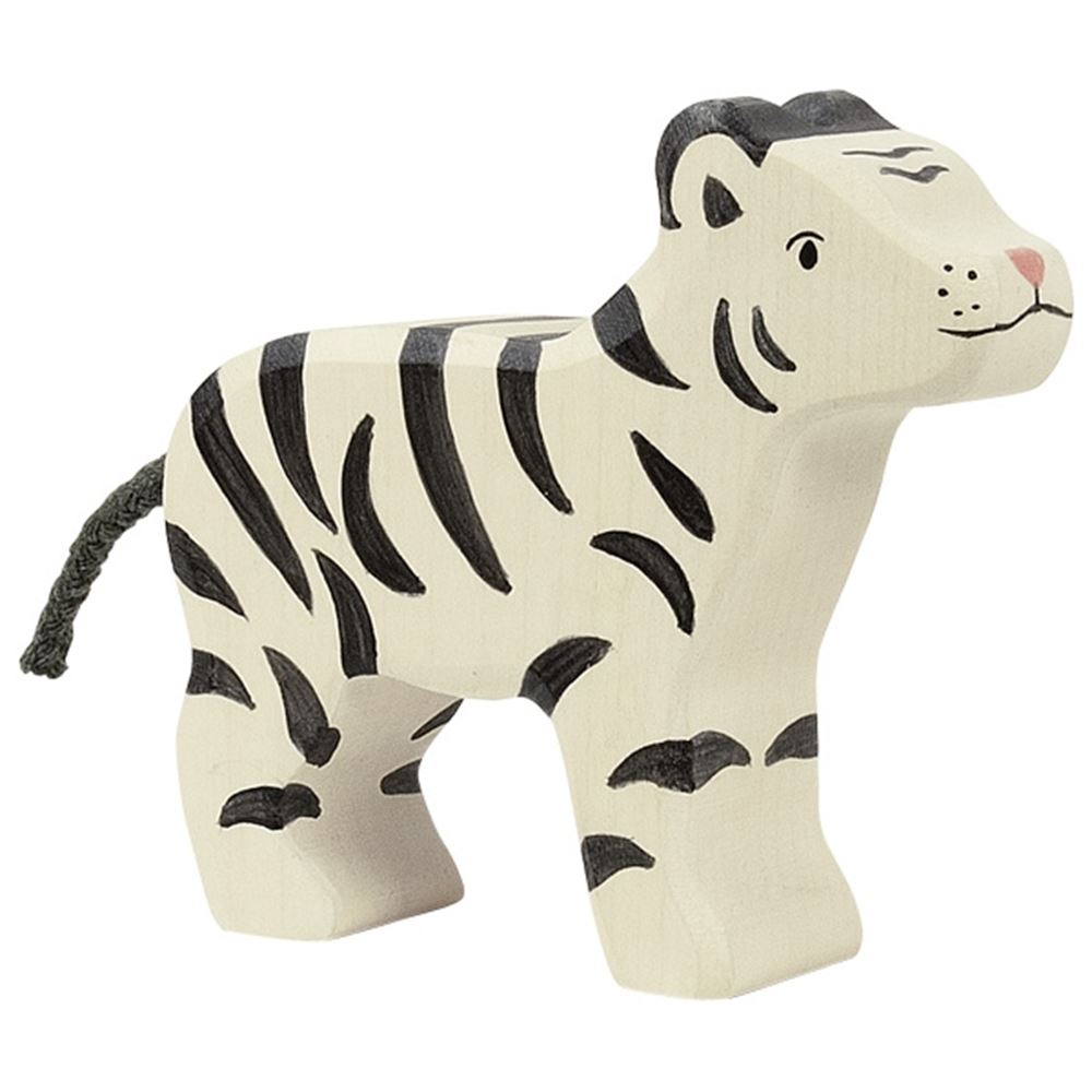 Holztiger hvid tiger. 9x2,3x8 cm. 3+