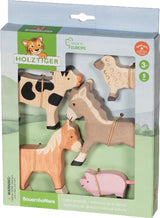 Holztiger husdyr. 5 stk. 3+