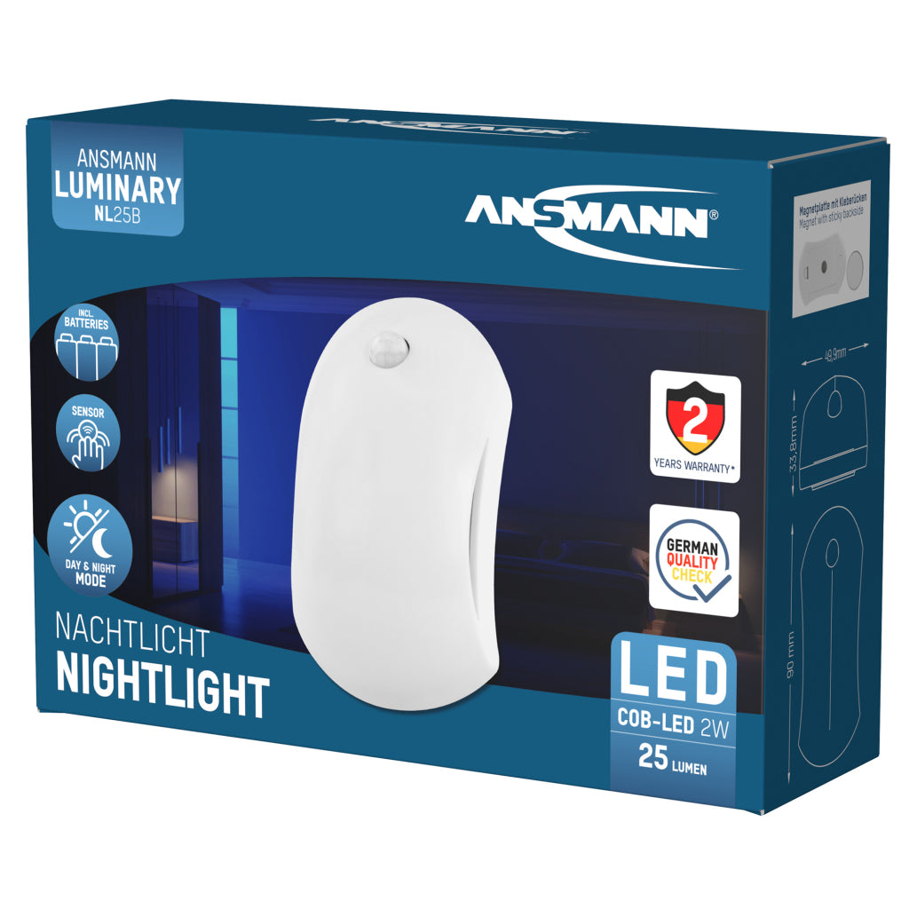 Ansmann ansm. natlampe og sensor og batteri
