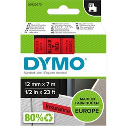 Tapes dymo d1 polyester 12mmx7m sort-rød blank