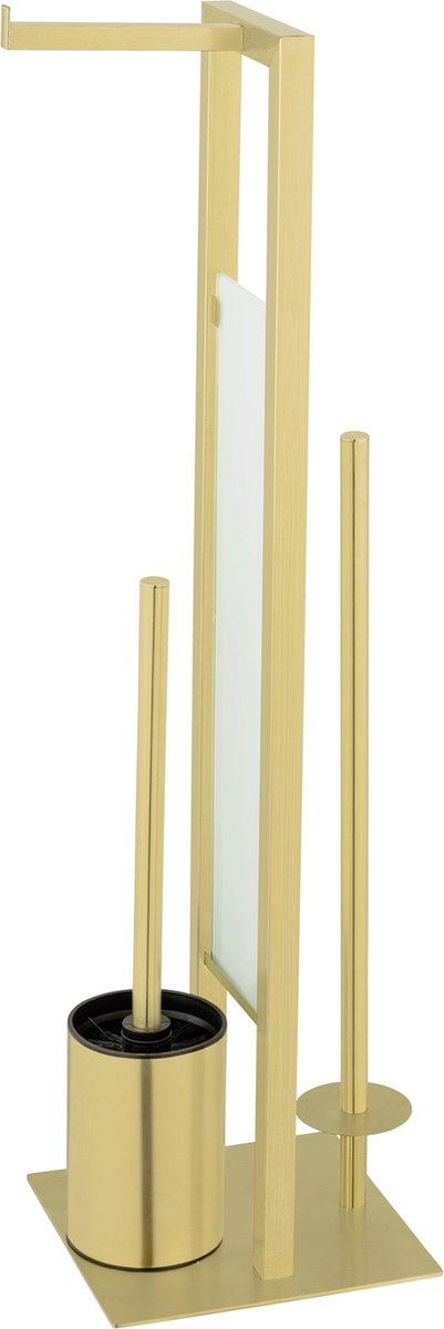 Wenko toiletbutler rivalta rustfrit stål mat guld - toiletbørste med holder, toiletrulleholder og reserverulleholder fritstående