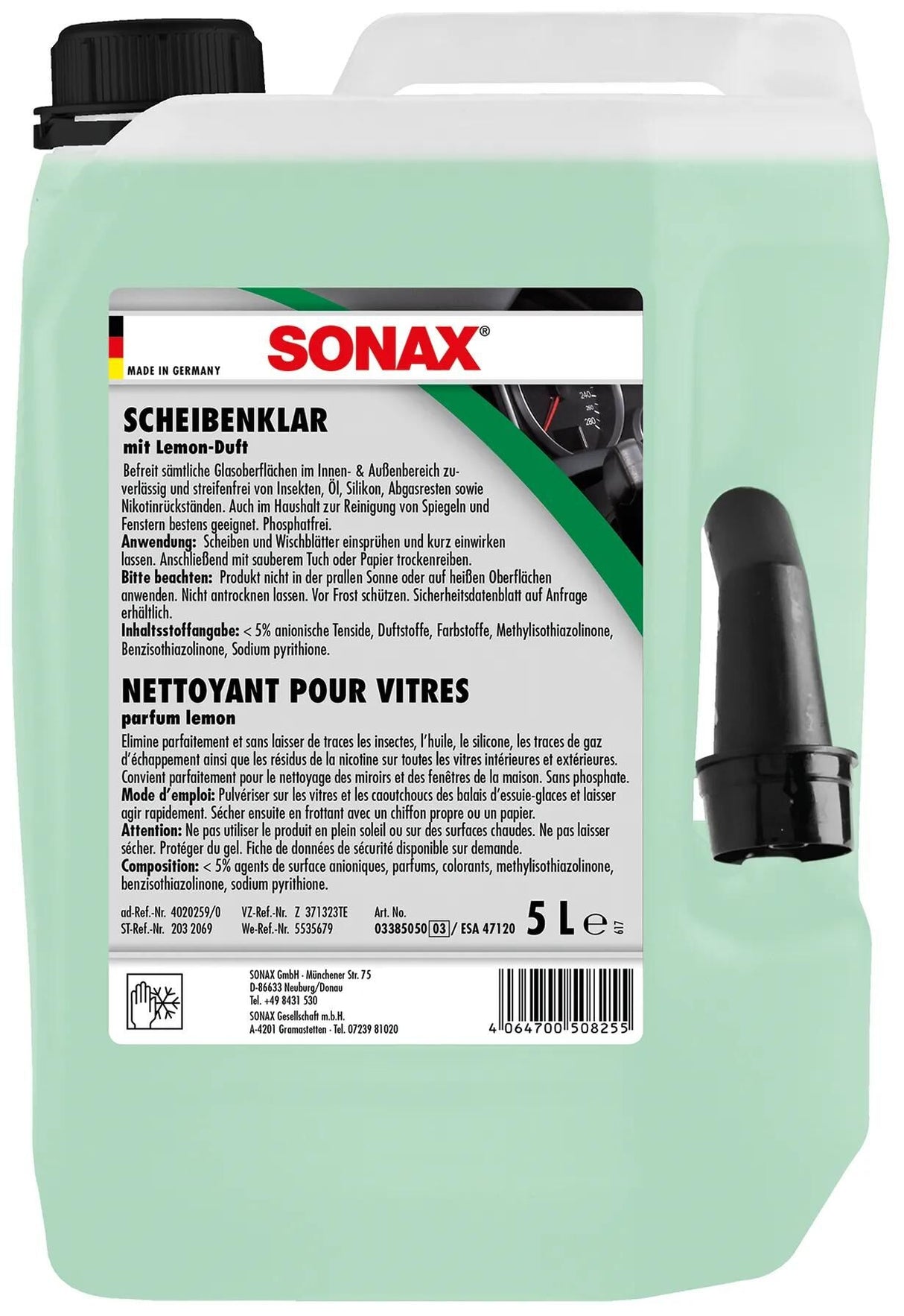 Sonax kemikalierens kemikaliebilrude klar 5 ltr. plastik beholder