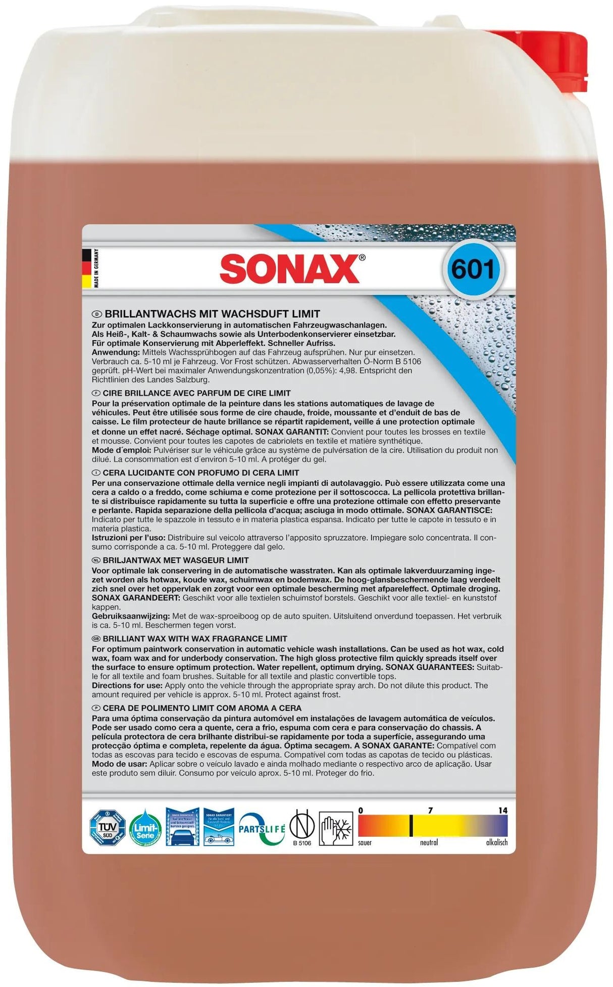 Sonax renseværktøj brilliant voks med wachsduft brilliant wax limit 25 25 l cubitainer