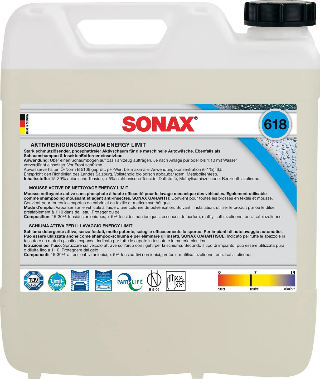 Sonax cleaner aktivt rengøringsmiddel limit aktivt rengøringsskum 10l
