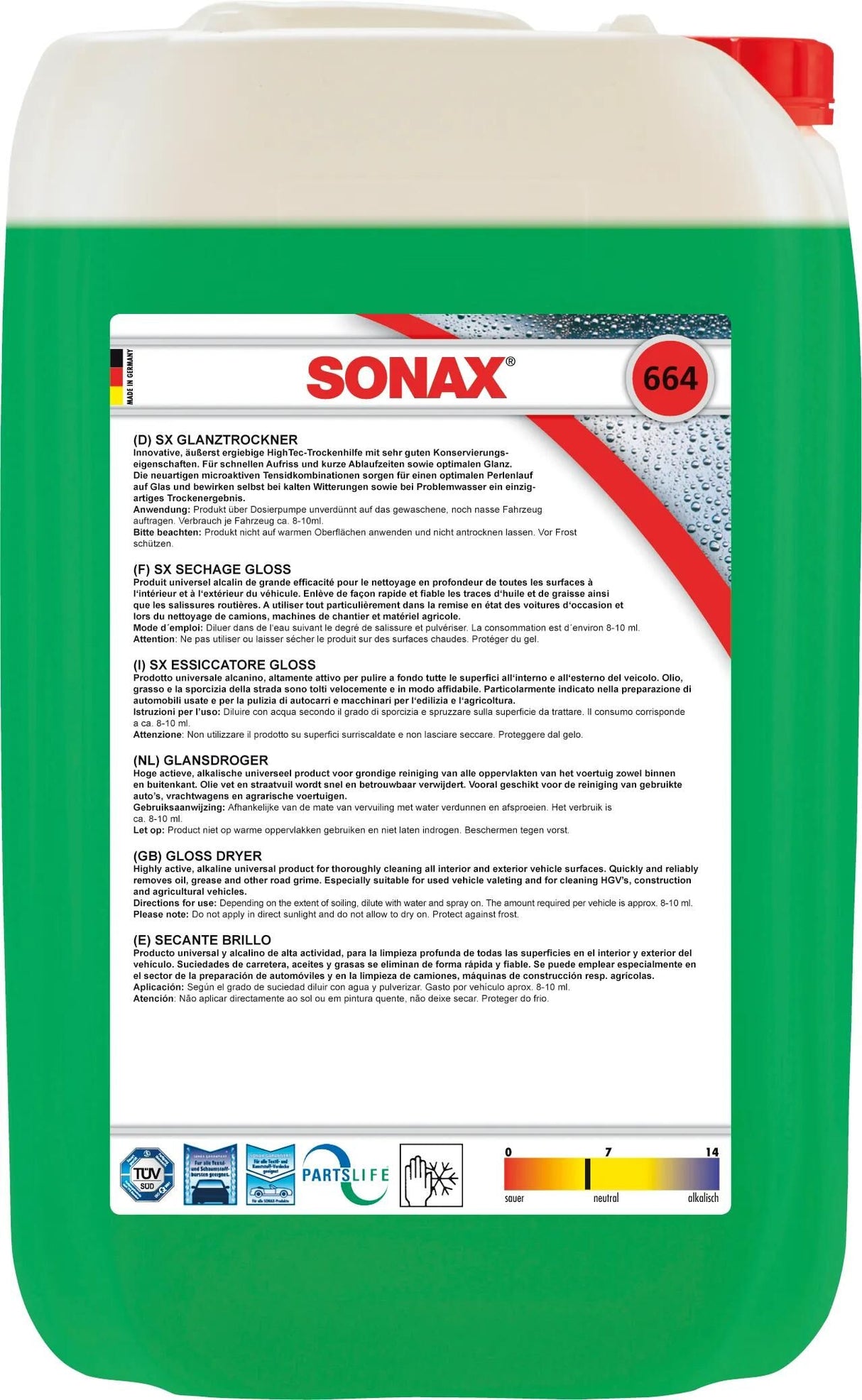 Sonax reinigungszusatz glanztrockner sx glanz tørretumbler 25l