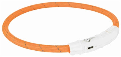 Trixie lysende hundehalsbånd flash USB TPU nylon orange