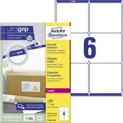 Avery verzendetiketten voor laserprinters blockout en quickpeel l7166-100 99,1x93,1mm
