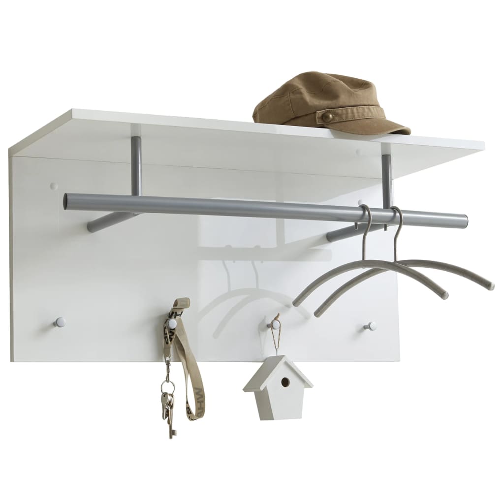 FMD FMD Wall Coat Rack 72x29.3x34.5 cm Højglans hvid