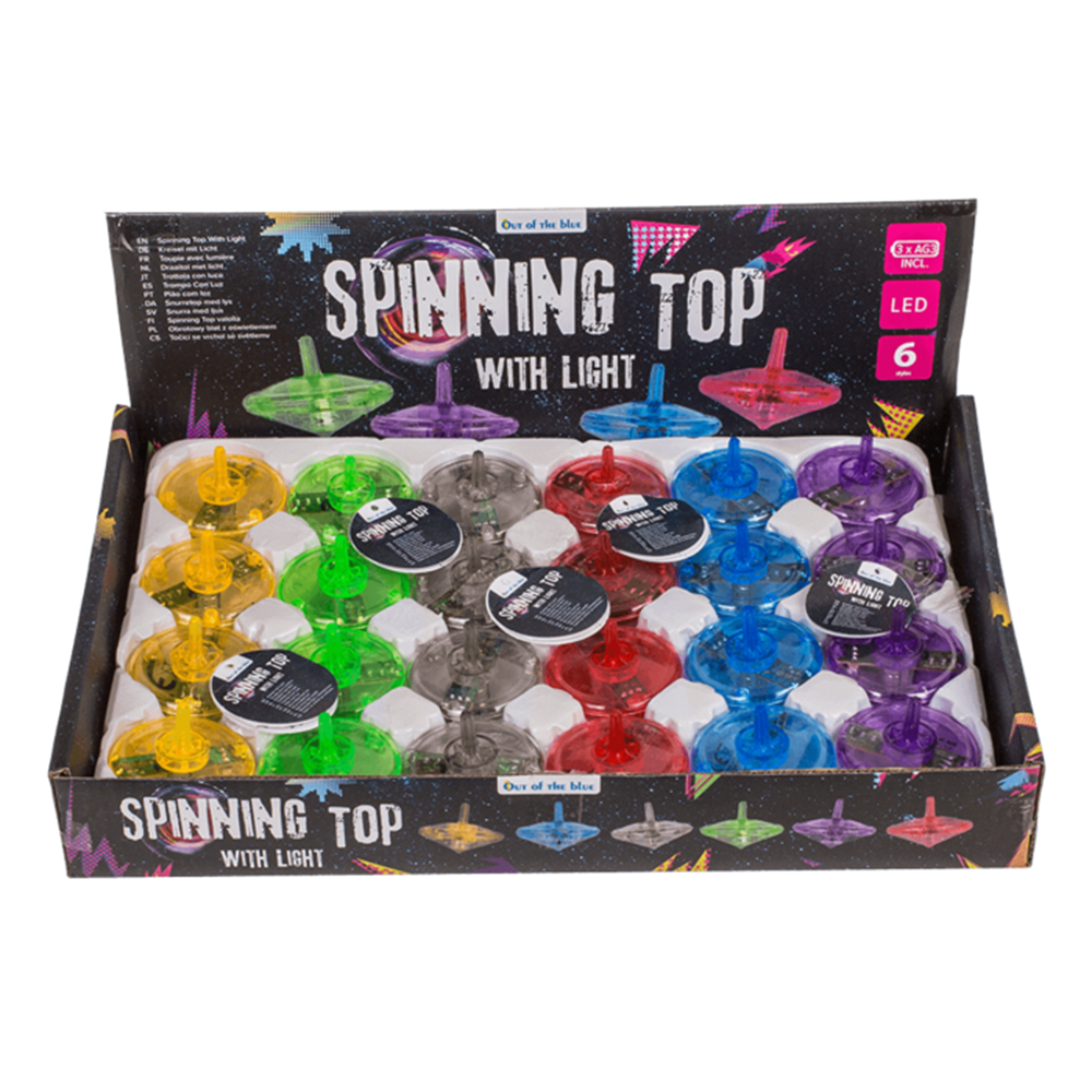 DSP gyro spinning top LED, 6 farver. ca. 4,5 cm.