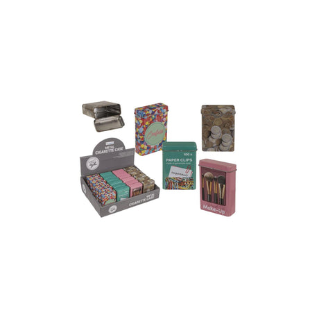 Ootb cigaretæske metal 10x7cm 4 assorteret