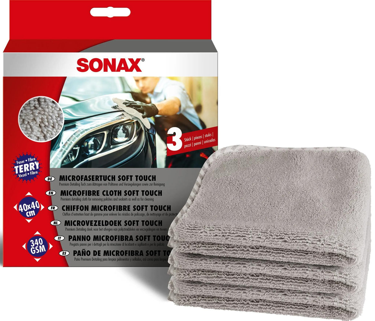 Sonax microfasertuch soft touch mikrofiberklud soft tou 3 stk.