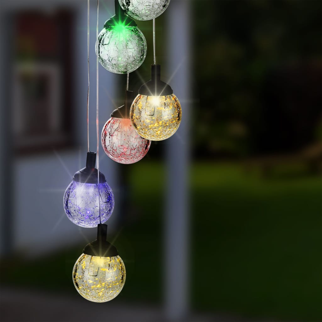 Hej hej dekorativ lampe solenergi førte 6 pærer crackelé glas
