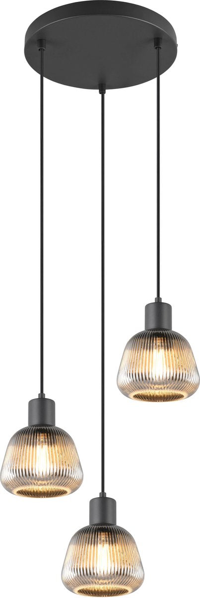 Trio tarifa - hængelampe - sort mat - ekskl. 3x E27 4 W - loftmontering - højdejusterbar